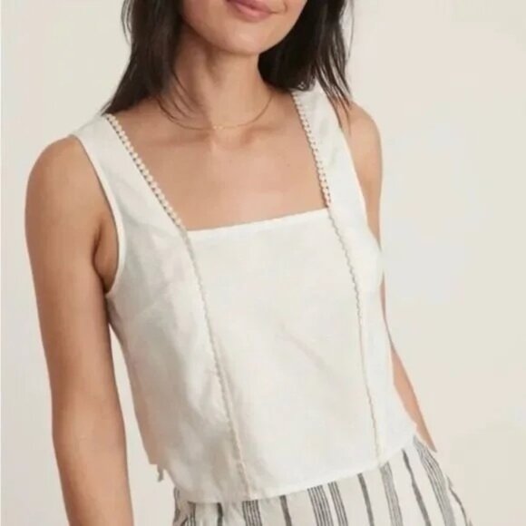 NWT Marine Layer White Stella Tank Sz XL Crop Hemp Lyocell Lightweight - Picture 1 of 8